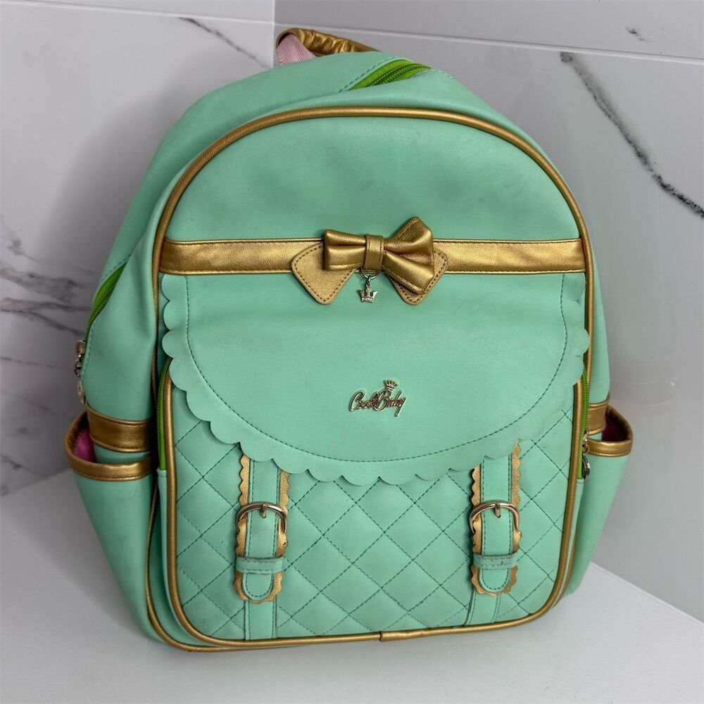 Cool baby Girls' Green Backpack with Gold Bow & Scalloped Flap​